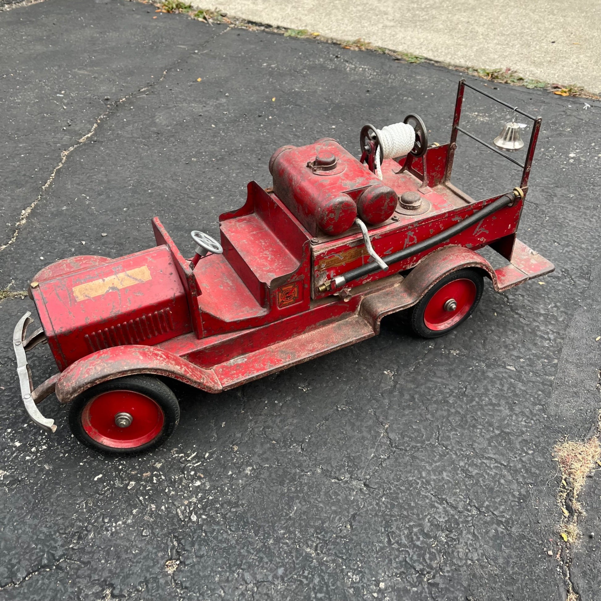 Vintage 1920s SturdiToys American LaFrance Fire Pumper Truck Pressed Steel Toy