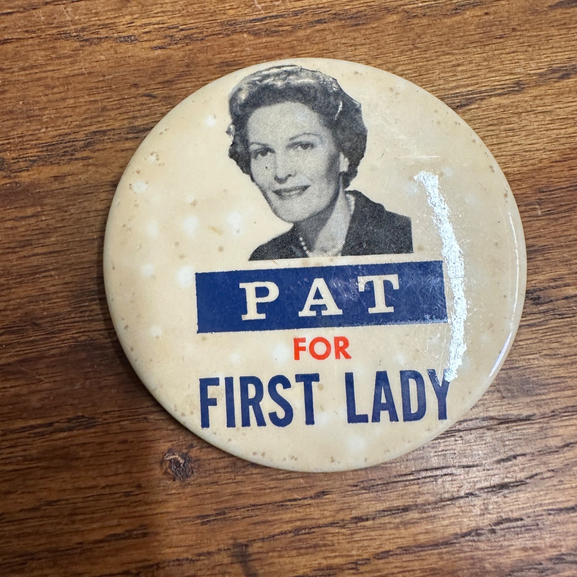 Vintage 1960 Pat Nixon for First Lady 3.5" Pin Button Pinback