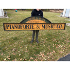 Vintage Pianoforte & Music Co. New York Wooden Trade Advertising Store Sign 8ft