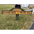 Vintage Pianoforte & Music Co. New York Wooden Trade Advertising Store Sign 8ft