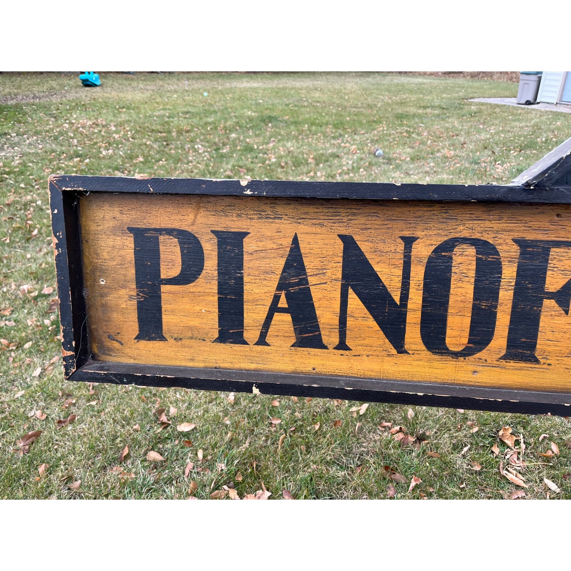 Vintage Pianoforte & Music Co. New York Wooden Trade Advertising Store Sign 8ft