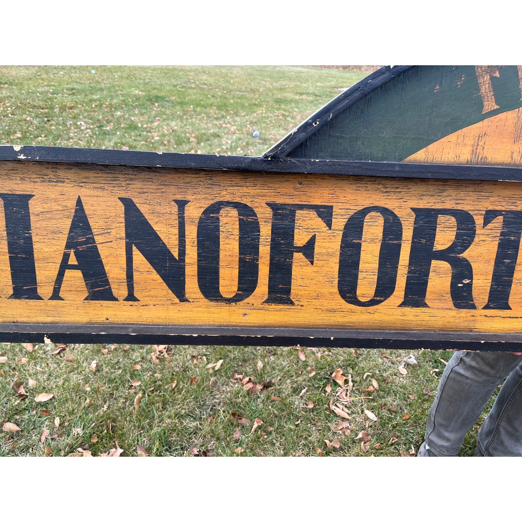 Vintage Pianoforte & Music Co. New York Wooden Trade Advertising Store Sign 8ft
