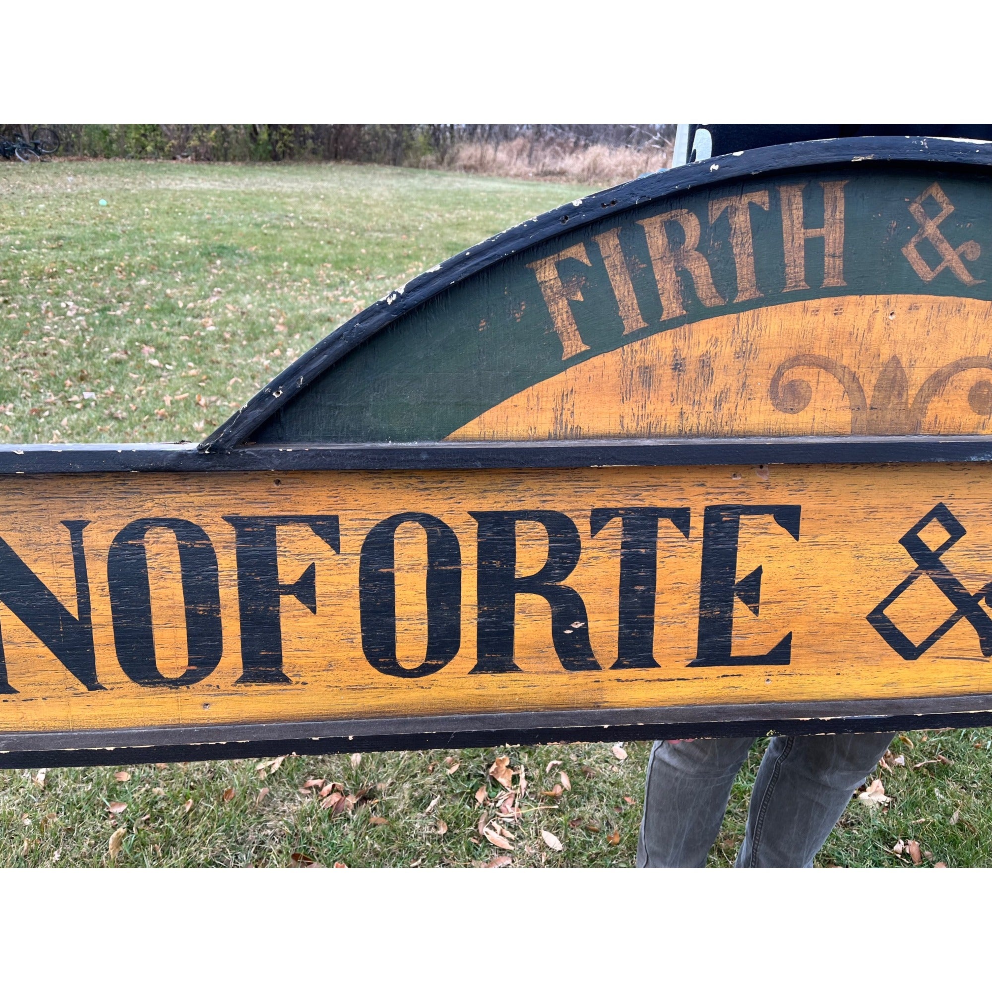 Vintage Pianoforte & Music Co. New York Wooden Trade Advertising Store Sign 8ft