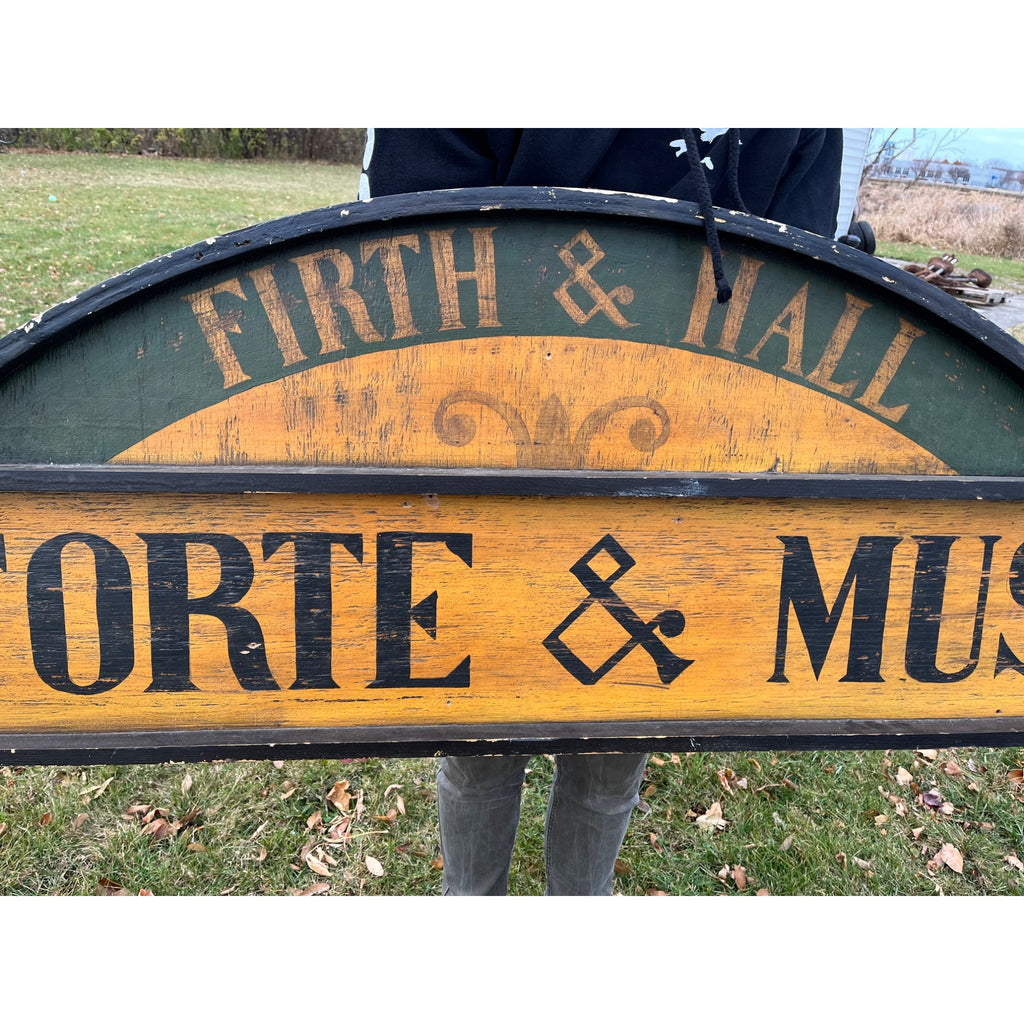 Vintage Pianoforte & Music Co. New York Wooden Trade Advertising Store Sign 8ft
