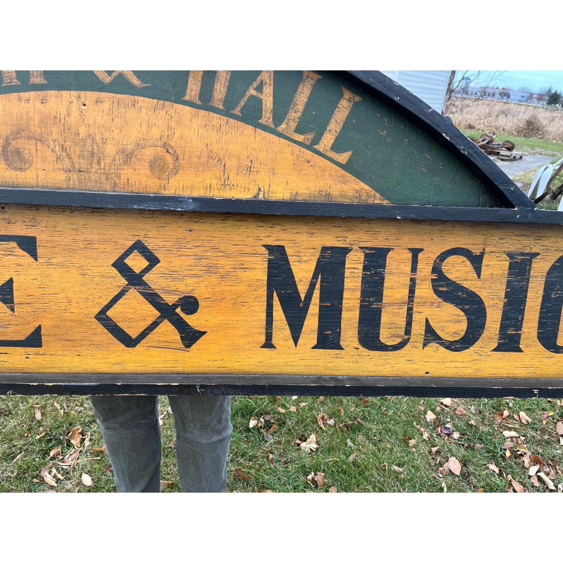 Vintage Pianoforte & Music Co. New York Wooden Trade Advertising Store Sign 8ft