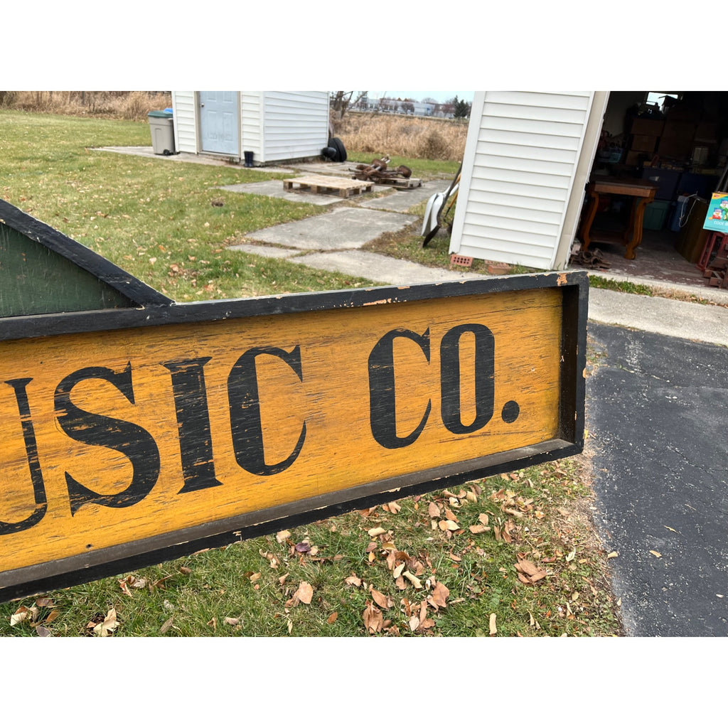 Vintage Pianoforte & Music Co. New York Wooden Trade Advertising Store Sign 8ft