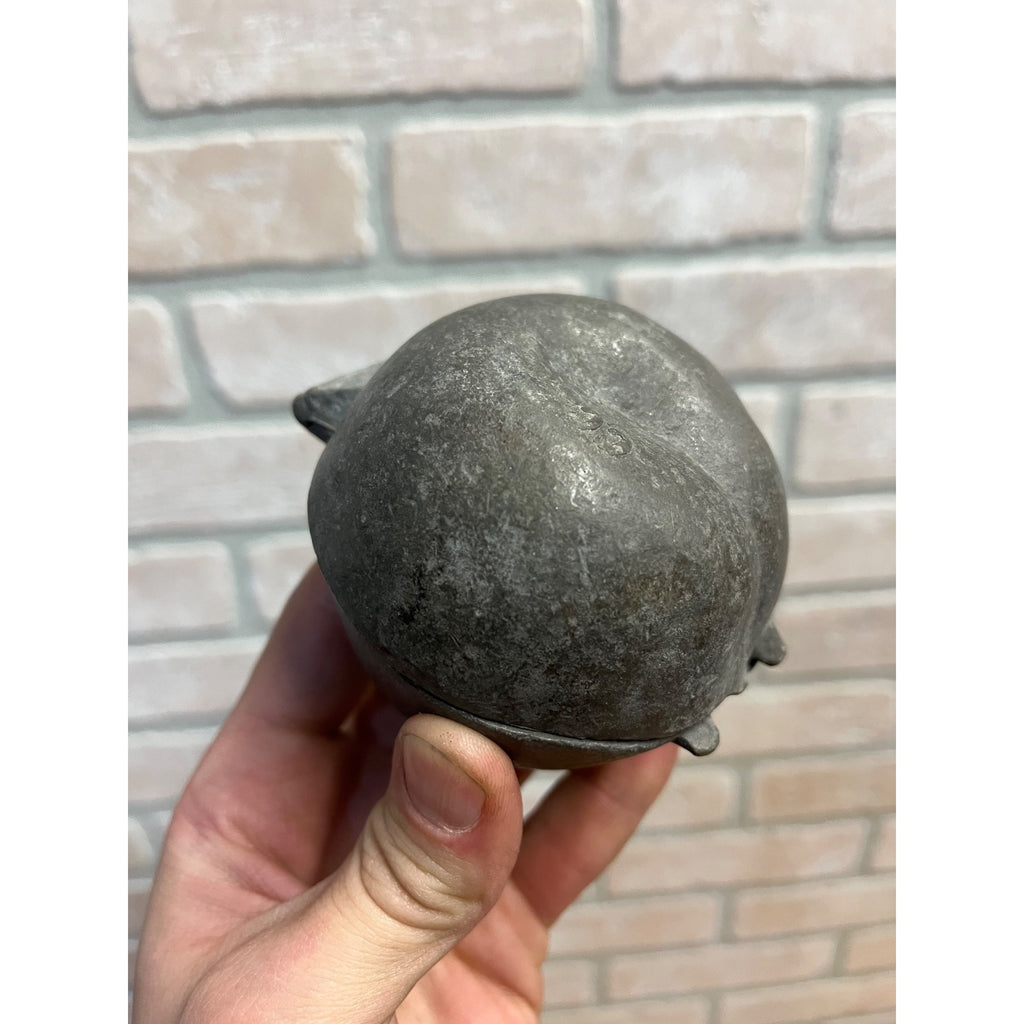 Antique Primitive Pewter Peach Fruit Ice Cream Mold Hinged Farmhouse Country