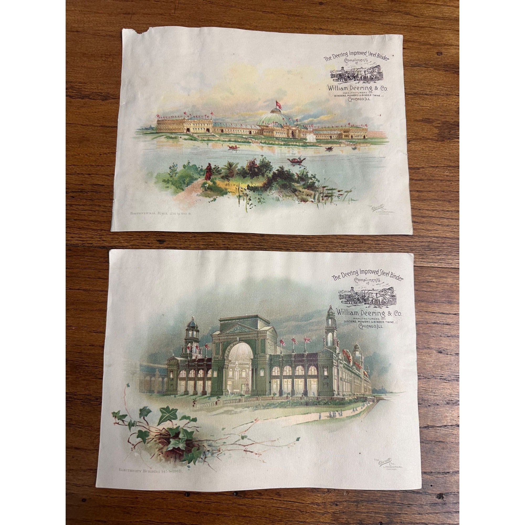 RARE 1893 Columbian Exposition World's Fair William Deering Farm Litho Prints