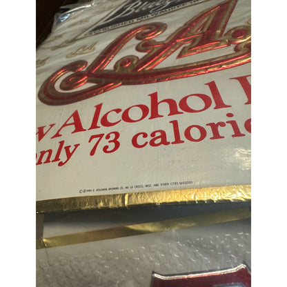 Vintage Blatz Beer Foil Tacker Sign L.A. Low Alcohol On Tap Bar Pub