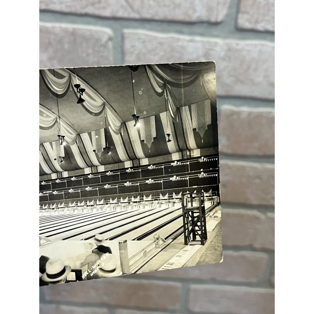 Postcard RPPC ABC Bowling Indianapolis Indiana 1936 Alley Lanes Pins