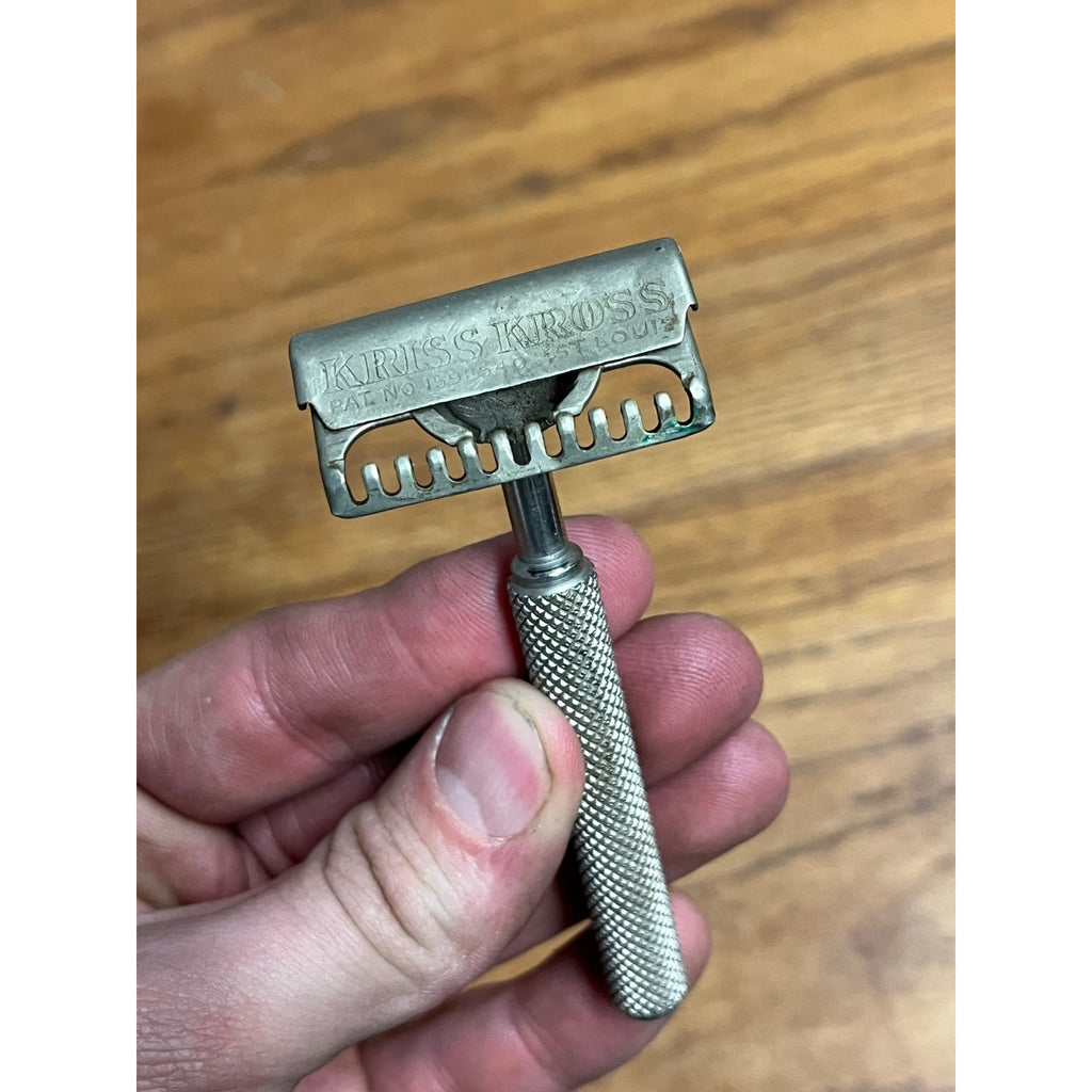 Vintage 1920s Raodes Kriss Kross Single Edge Slant Head Safety Razor Lot (2)