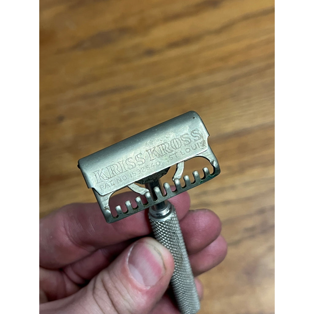 Vintage 1920s Raodes Kriss Kross Single Edge Slant Head Safety Razor Lot (2)