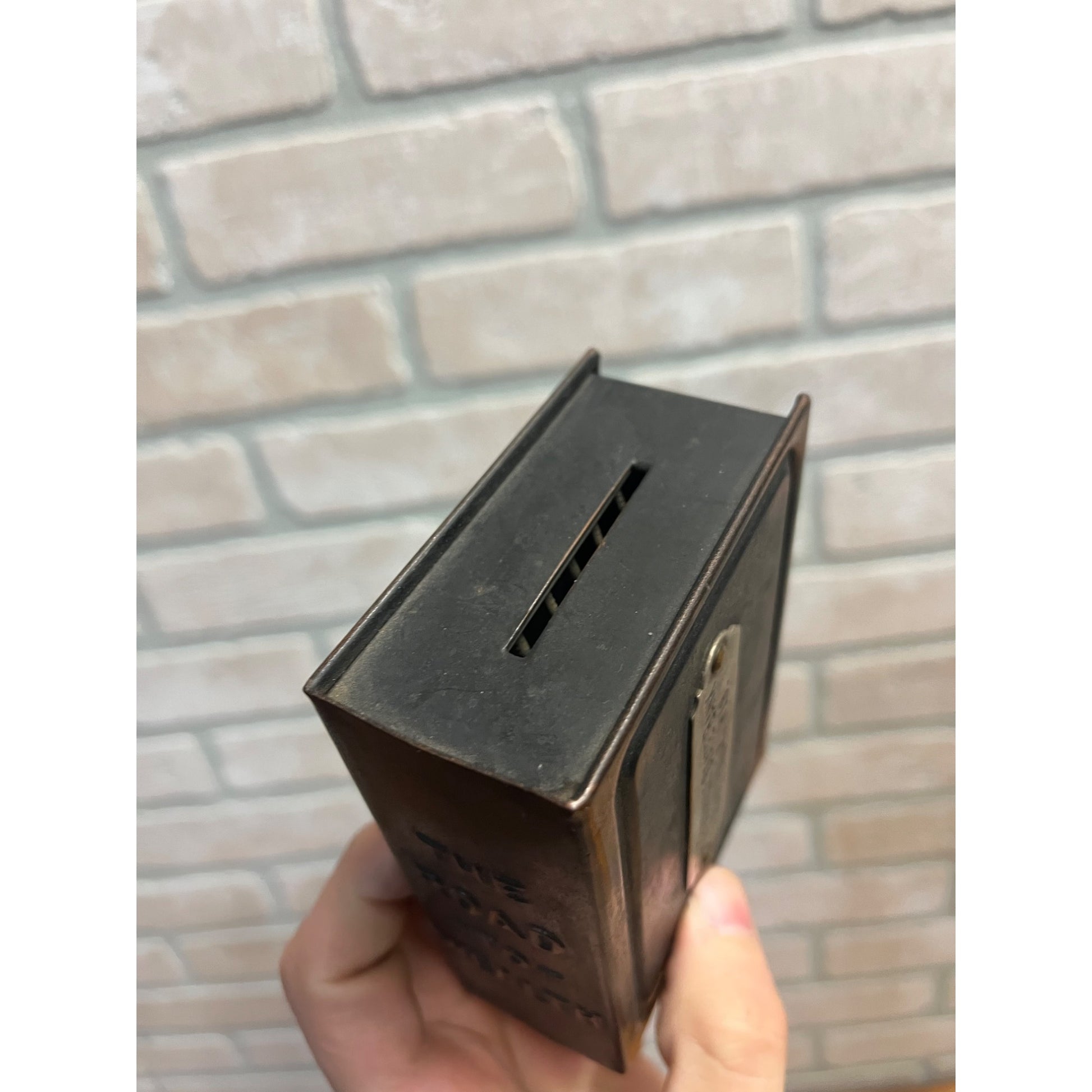 Vintage Early Road to Wealth Book Metal Coin Bank Footville Wisconsin - NO KEY