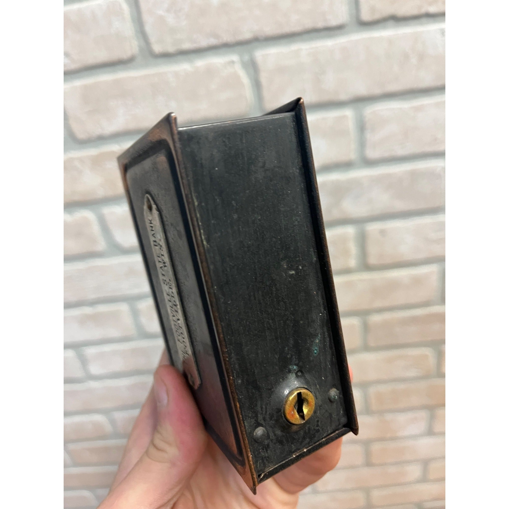 Vintage Early Road to Wealth Book Metal Coin Bank Footville Wisconsin - NO KEY