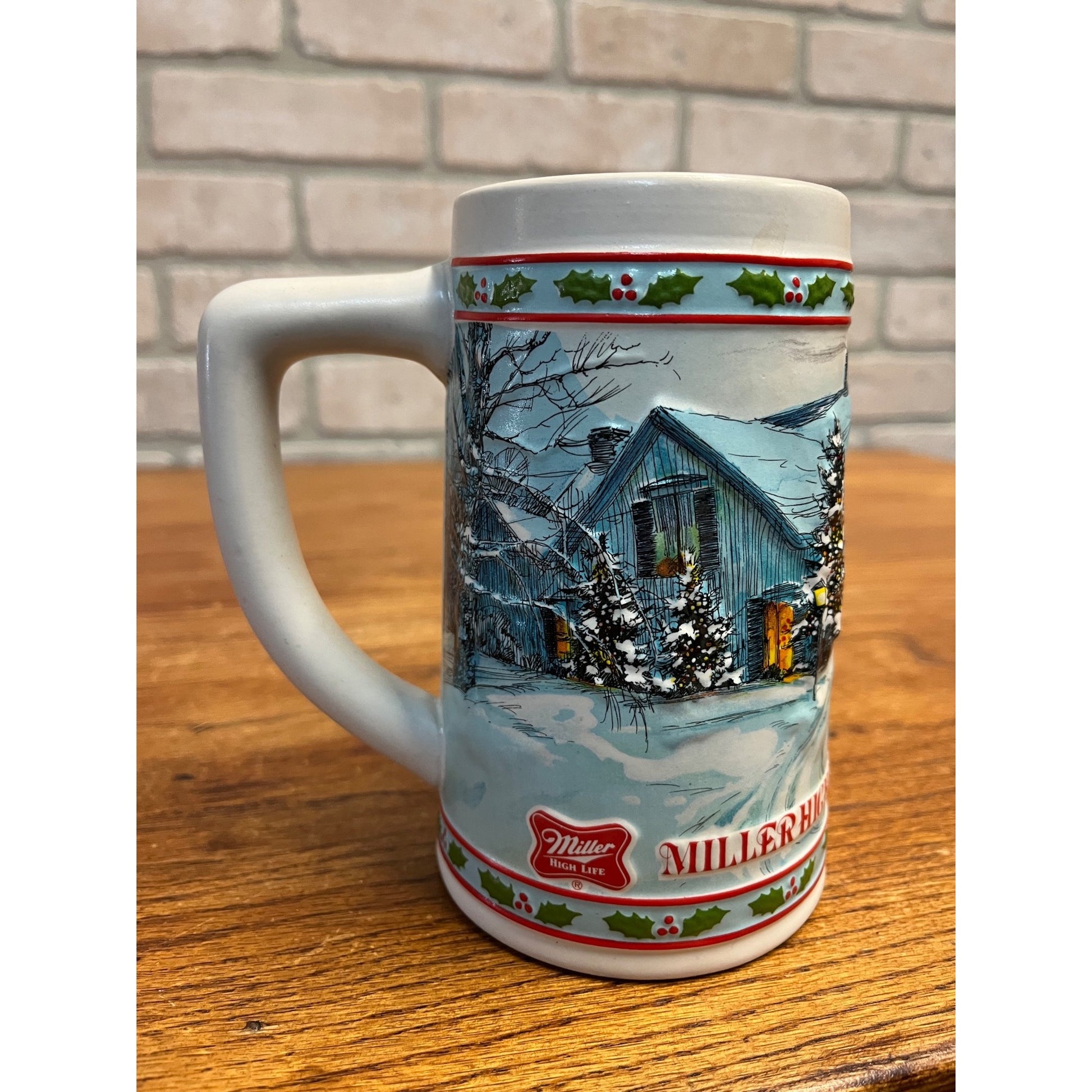 Vintage Miller High Life Ceramic Christmas Beer Stein Mug 1984 Horse & Sleigh Winter