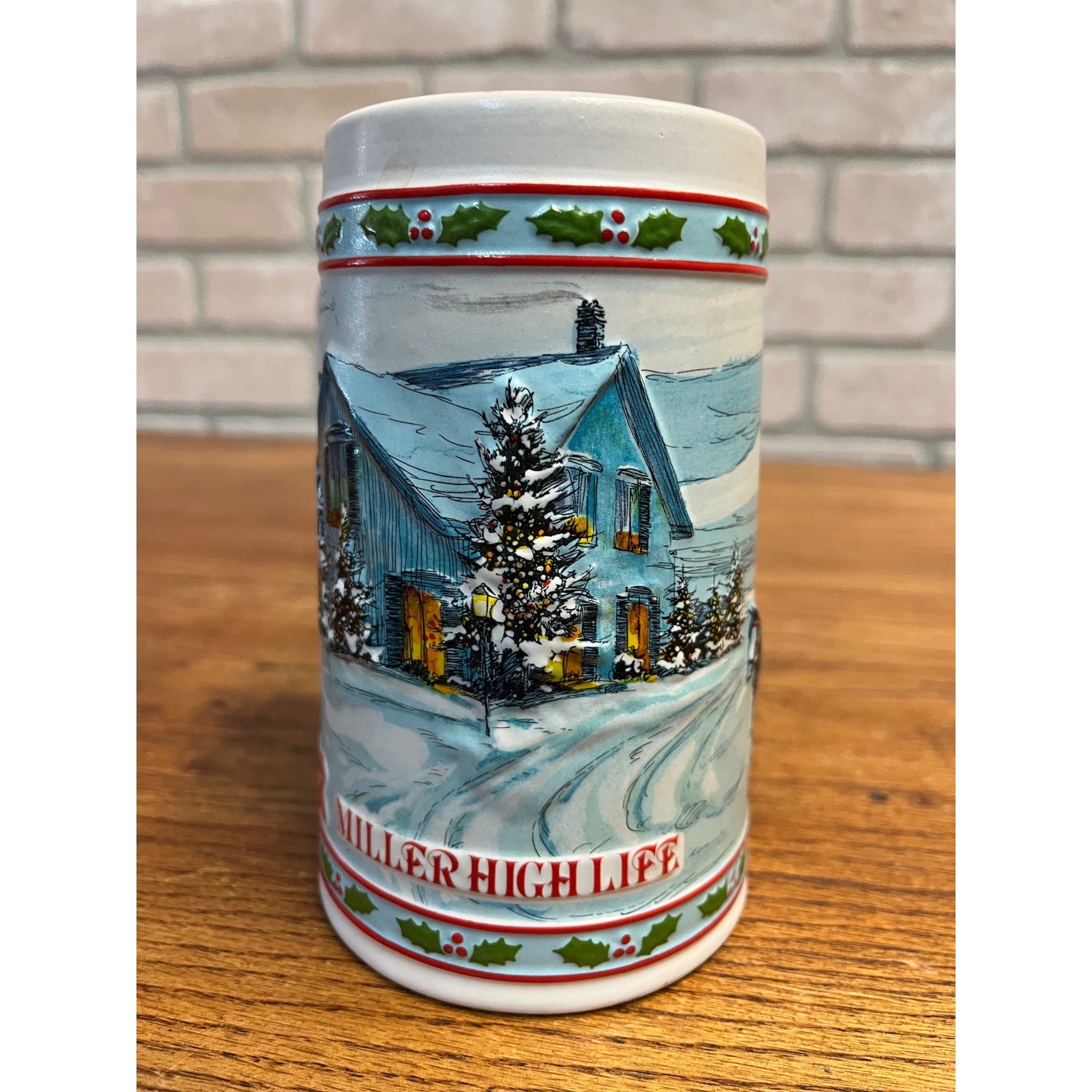 Vintage Miller High Life Ceramic Christmas Beer Stein Mug 1984 Horse & Sleigh Winter