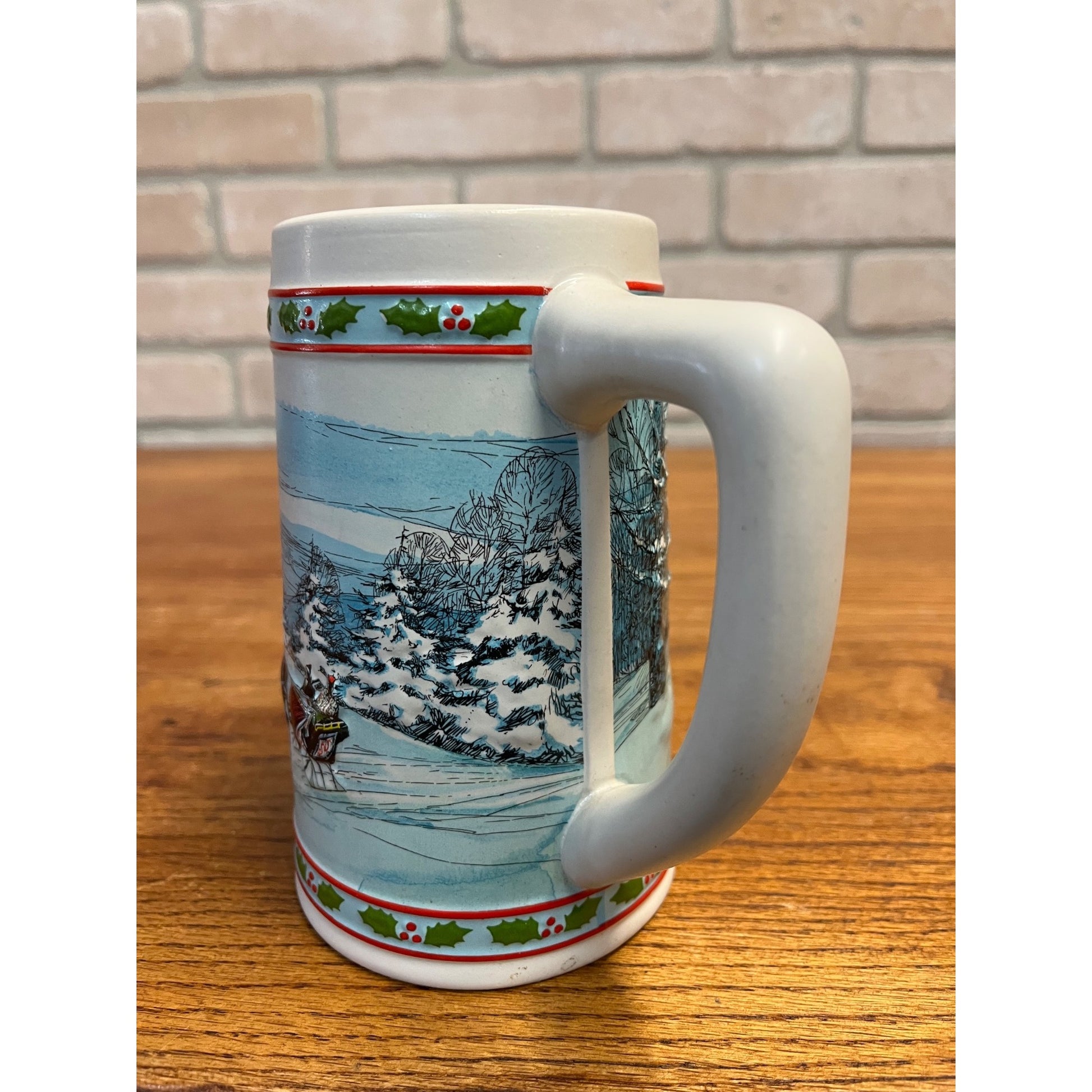 Vintage Miller High Life Ceramic Christmas Beer Stein Mug 1984 Horse & Sleigh Winter