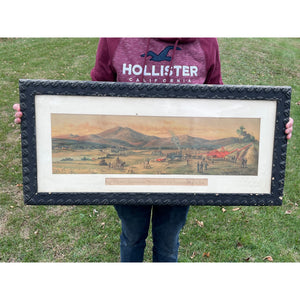 Antique c1880s J.I. Case Framed Advertising Lithograph Sign Poster Racine WI