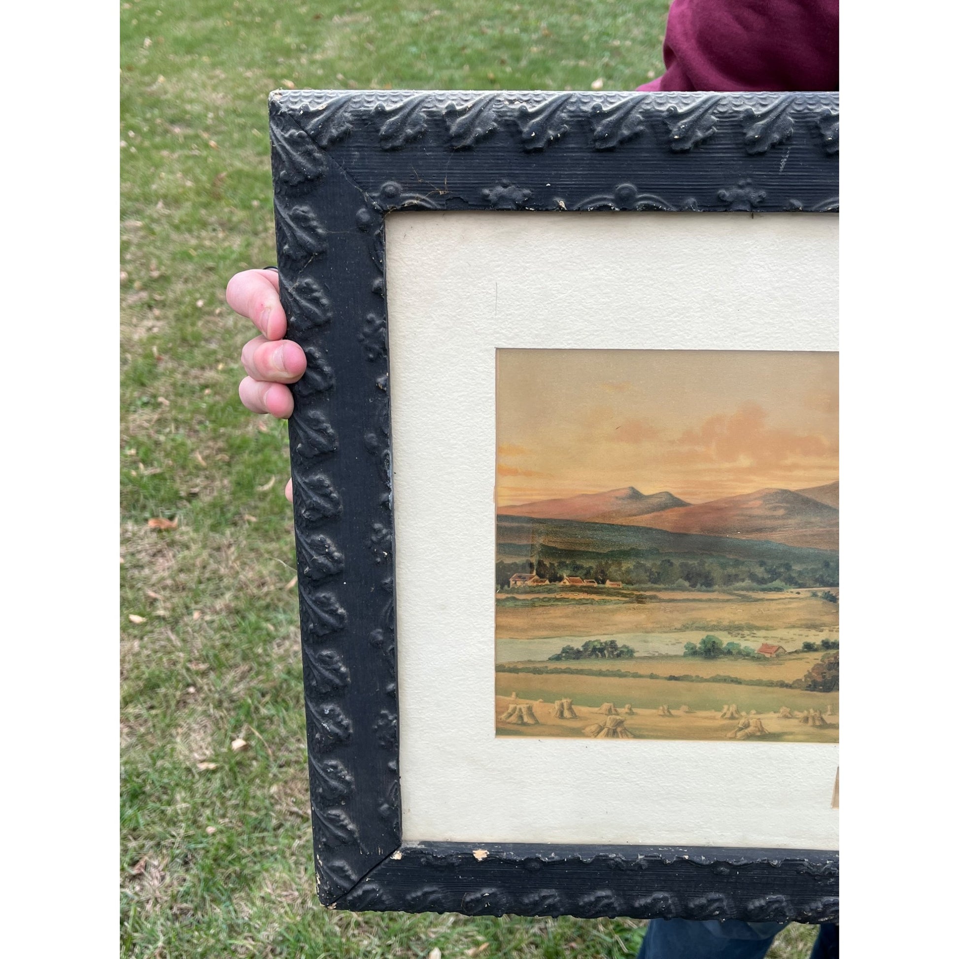 Antique c1880s J.I. Case Framed Advertising Lithograph Sign Poster Racine WI