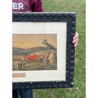 Antique c1880s J.I. Case Framed Advertising Lithograph Sign Poster Racine WI