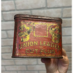 Vintage Union Leader Cut Plug Tobacco Tin Circa Early 1900s Collectible Metal Box