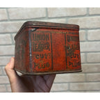 Vintage Union Leader Cut Plug Tobacco Tin Circa Early 1900s Collectible Metal Box