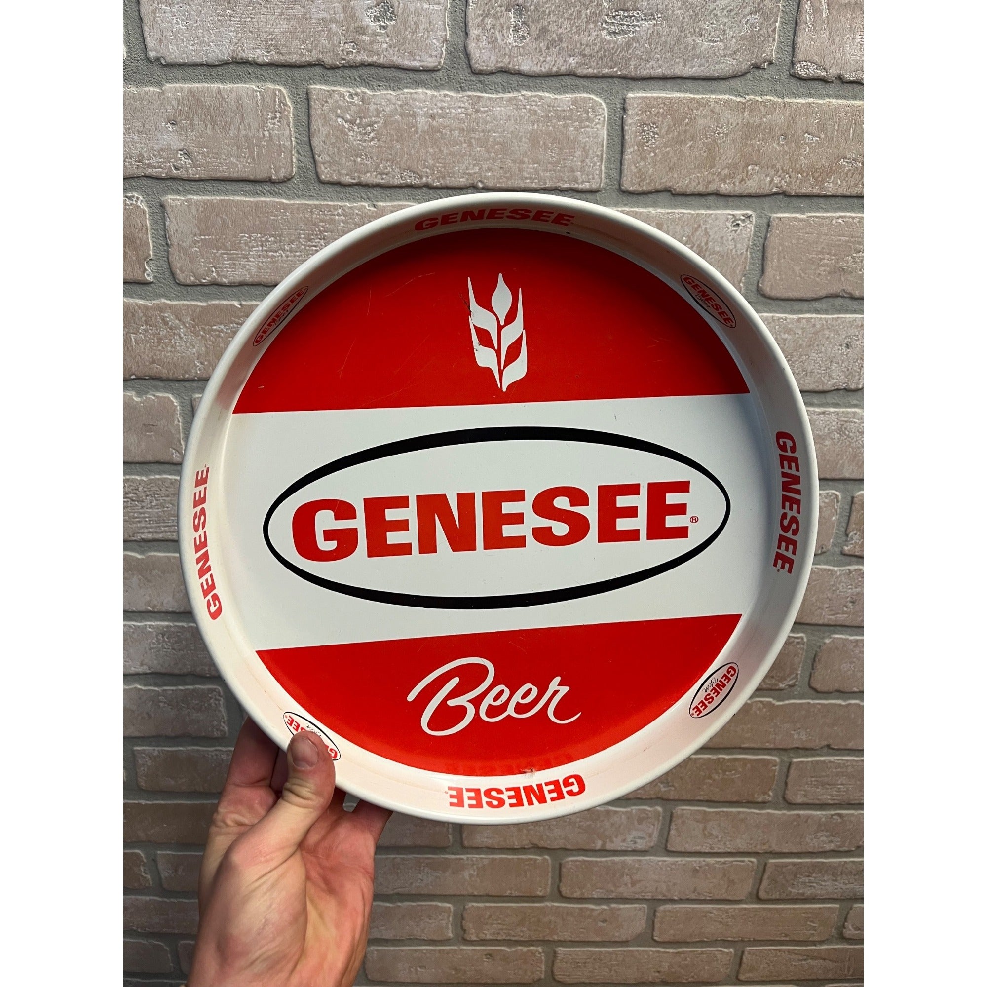 Vintage Genesee Beer Serving Tray Advertising New York Red White