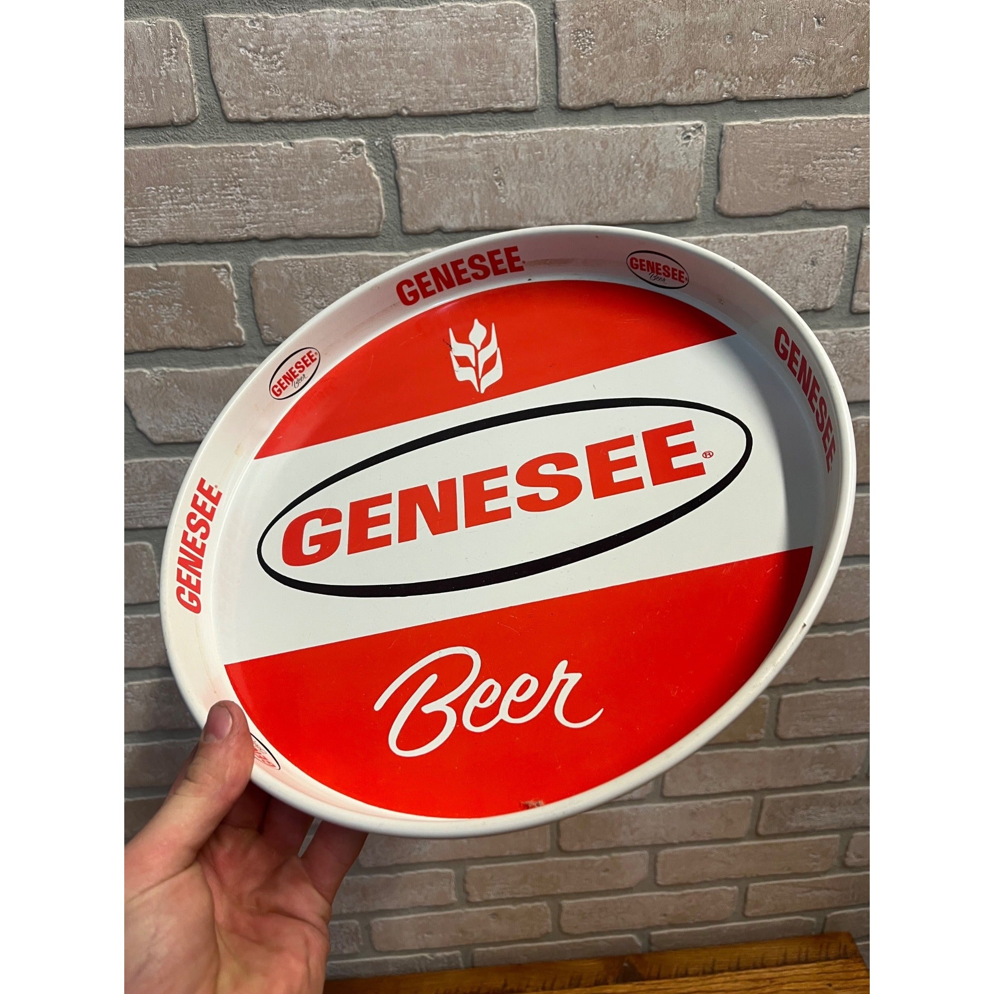 Vintage Genesee Beer Serving Tray Advertising New York Red White