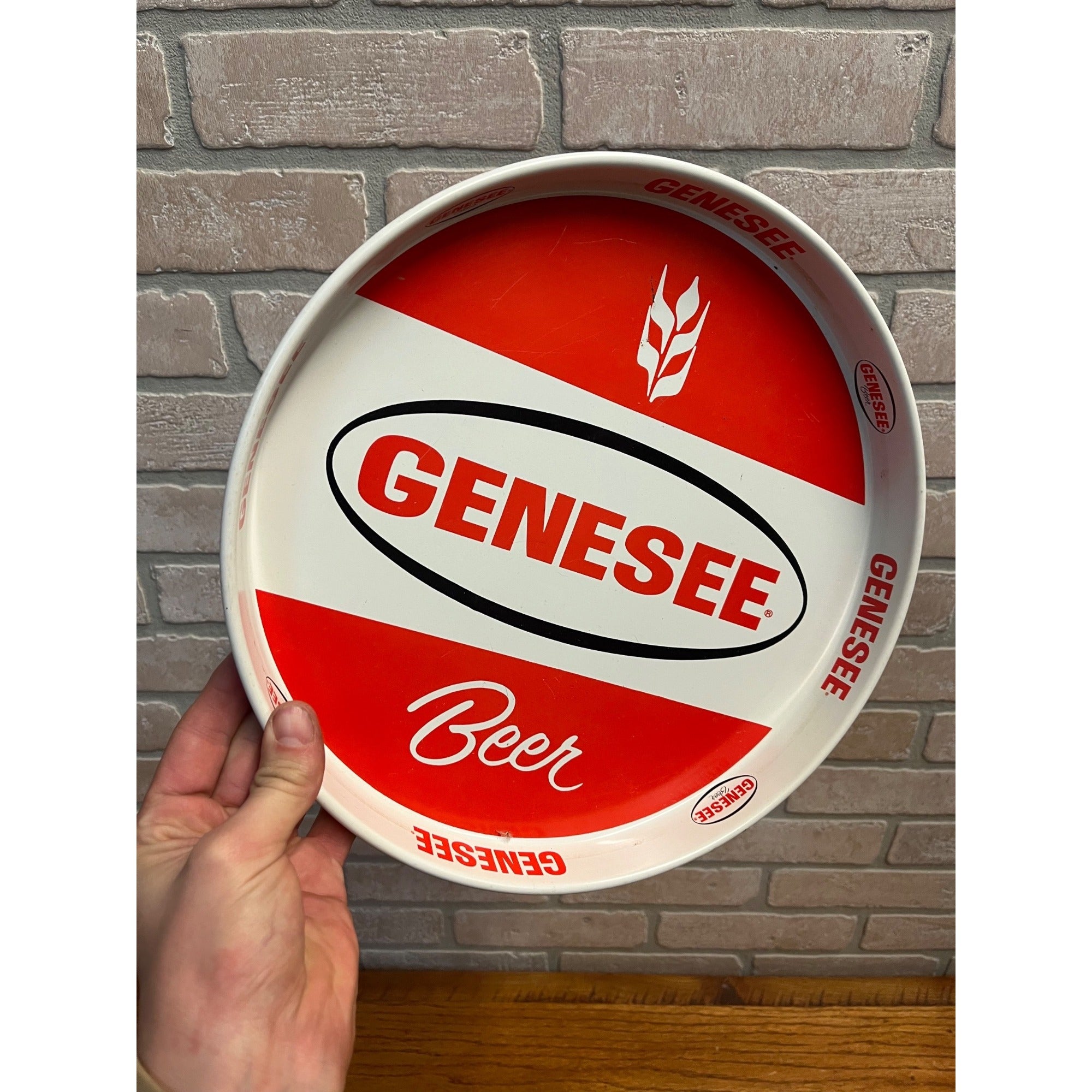 Vintage Genesee Beer Serving Tray Advertising New York Red White