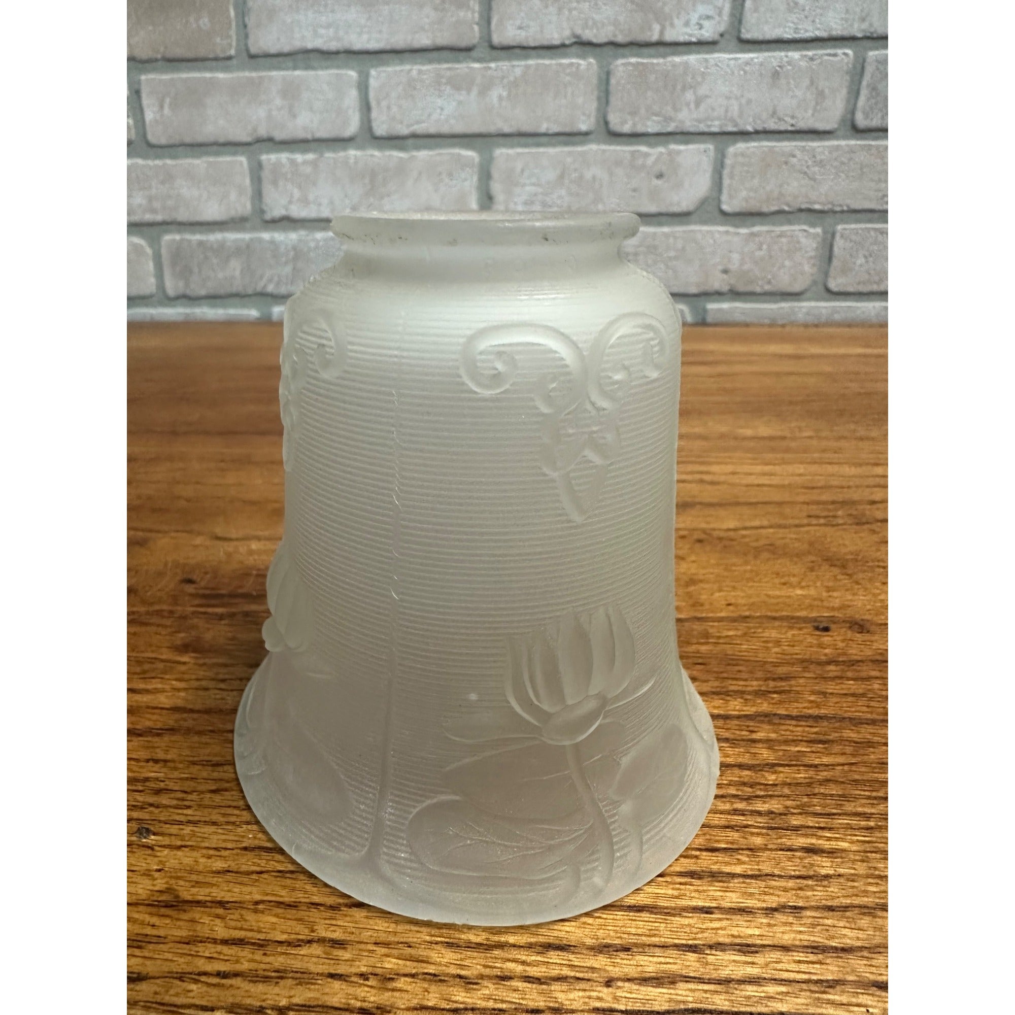Vintage Frosted Glass Lamp Light Shade Floral 2.25" Fitter 2-1/4"