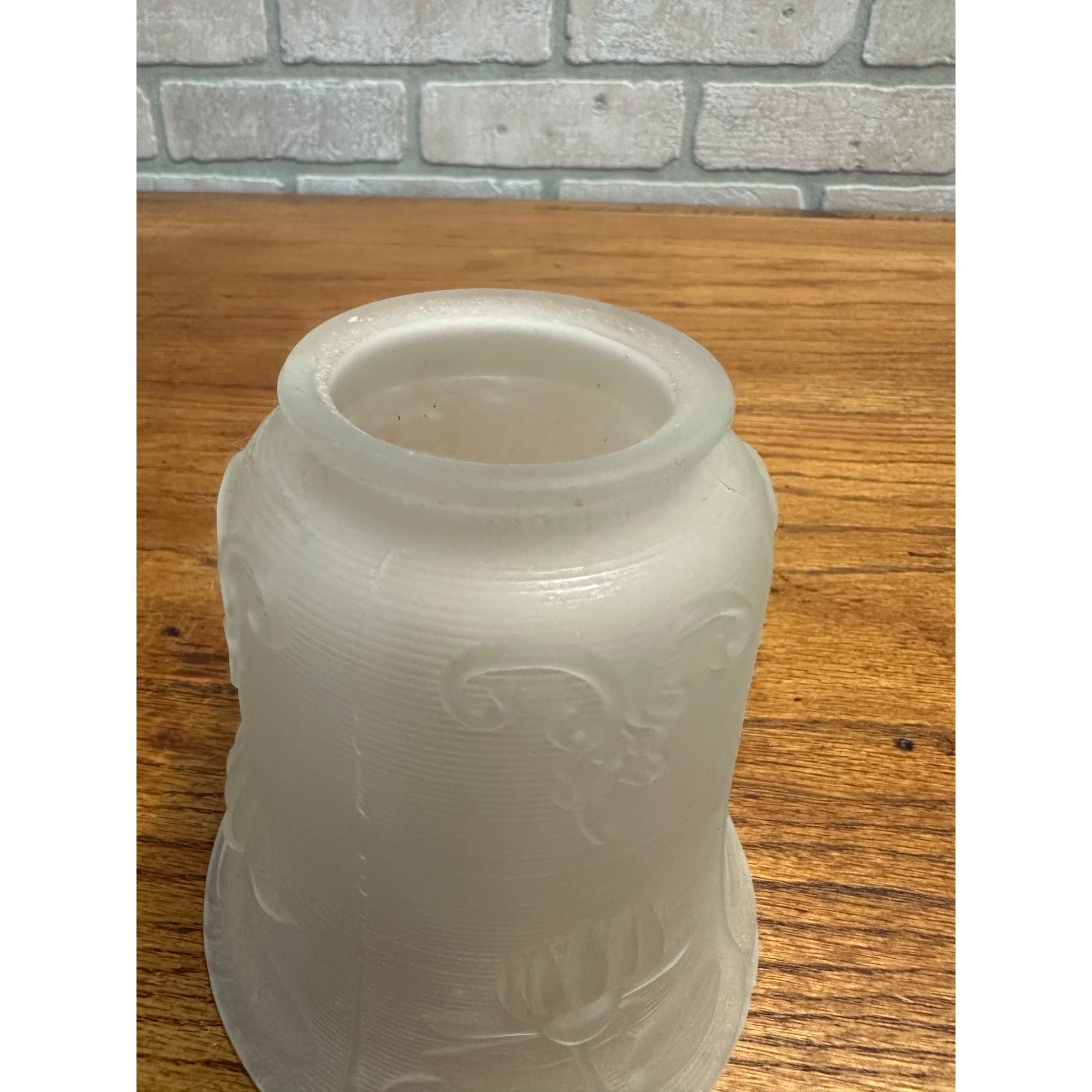 Vintage Frosted Glass Lamp Light Shade Floral 2.25" Fitter 2-1/4"