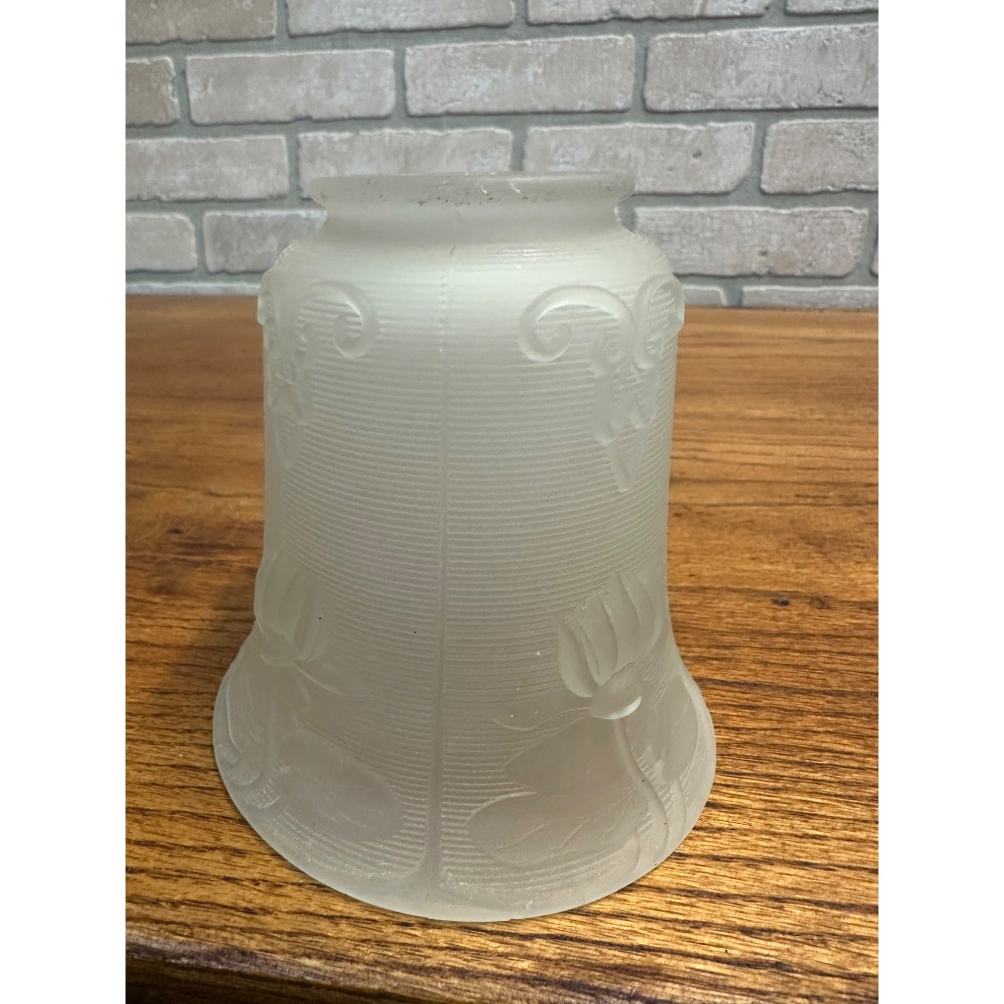 Vintage Frosted Glass Lamp Light Shade Floral 2.25" Fitter 2-1/4"