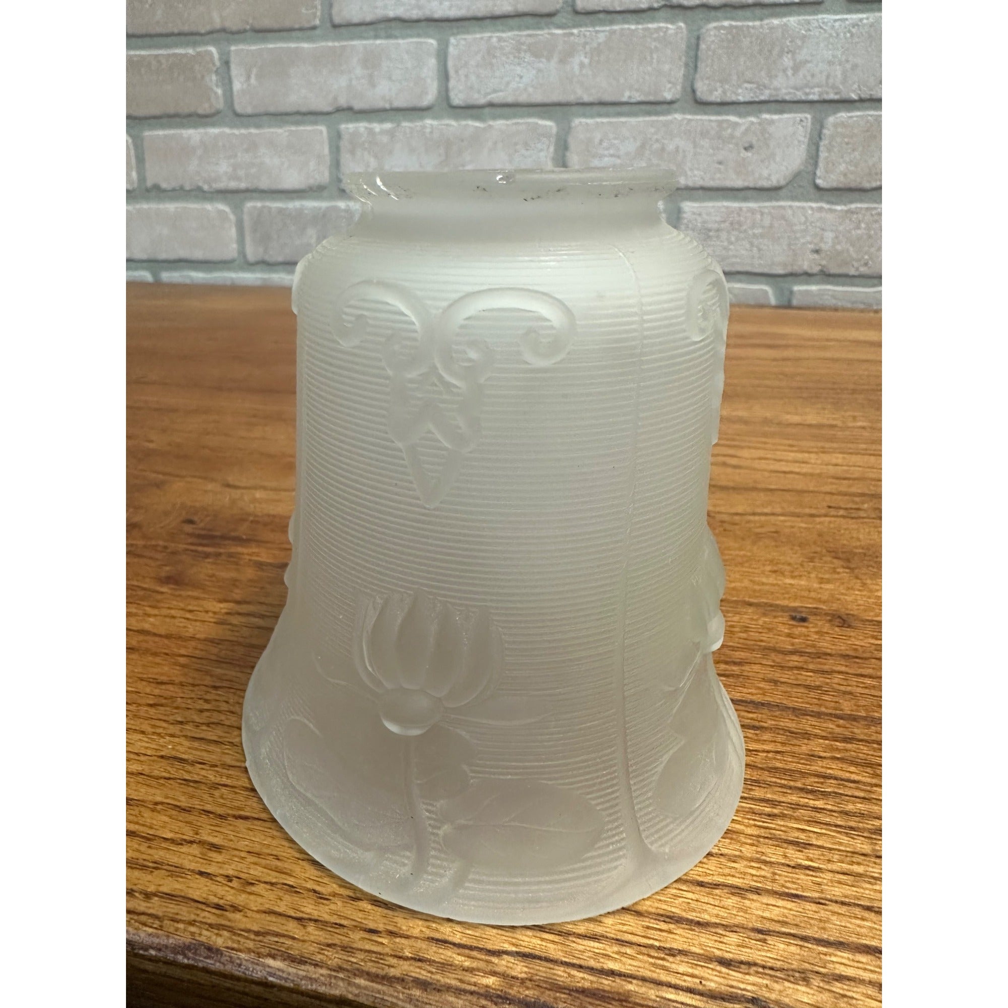 Vintage Frosted Glass Lamp Light Shade Floral 2.25" Fitter 2-1/4"
