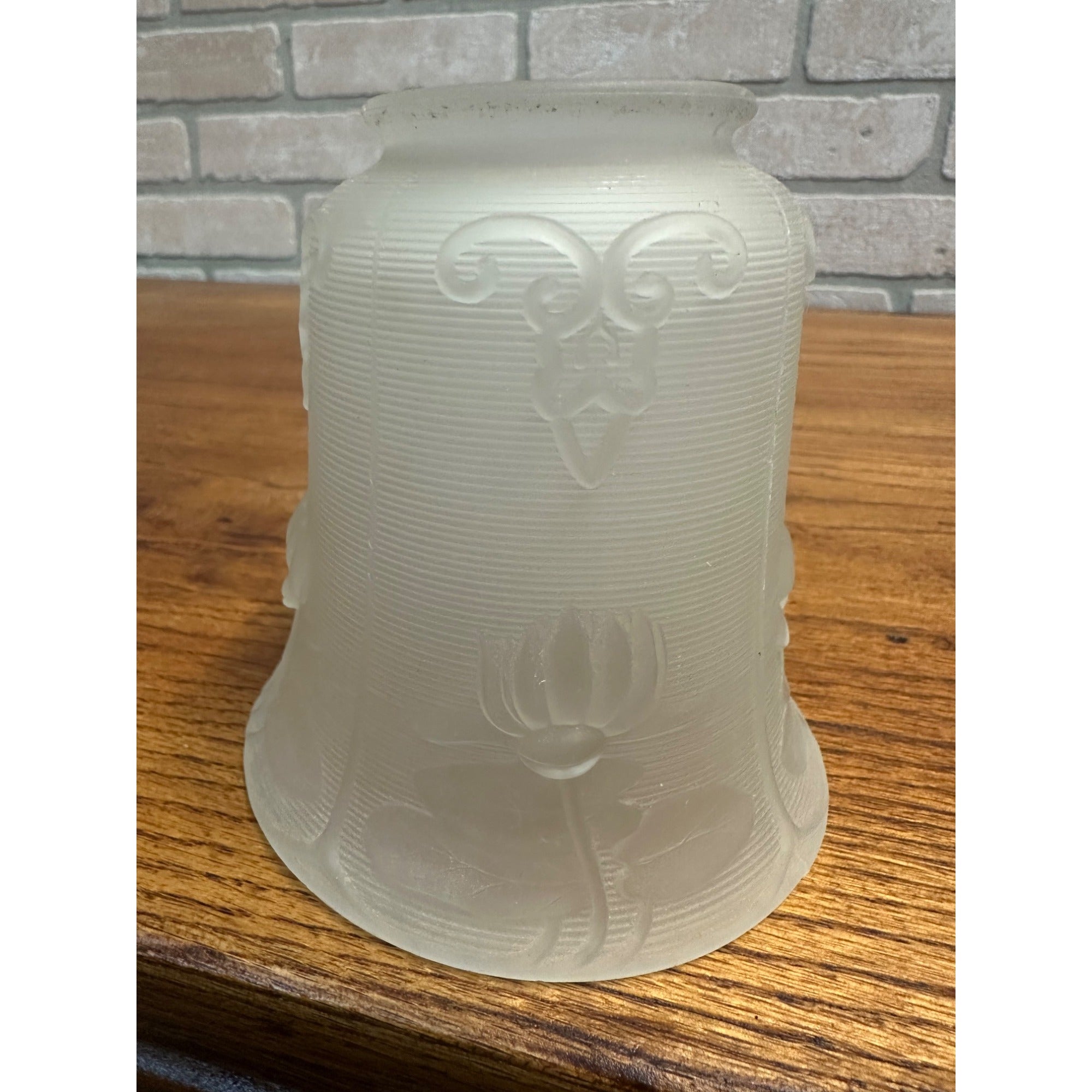 Vintage Frosted Glass Lamp Light Shade Floral 2.25" Fitter 2-1/4"