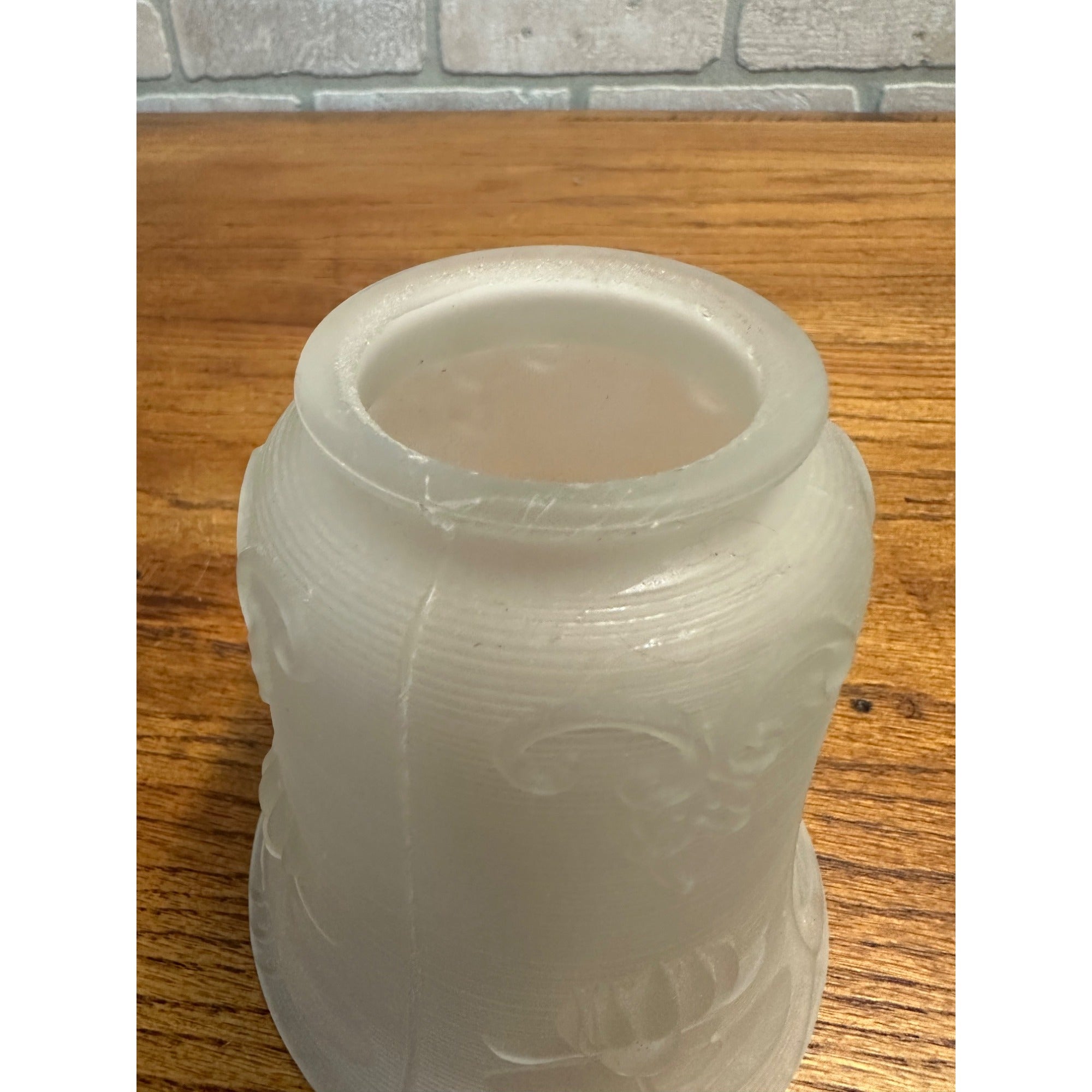 Vintage Frosted Glass Lamp Light Shade Floral 2.25" Fitter 2-1/4"