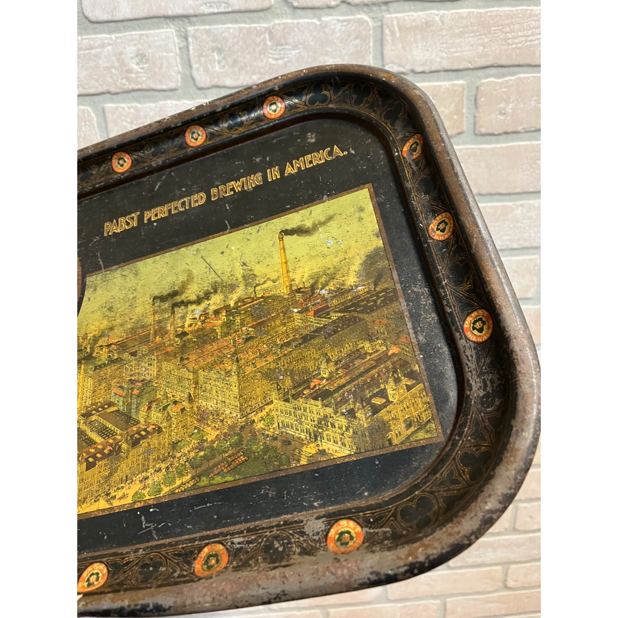 Antique Pre-Prohibition 1890s Pabst Beer Tray Blue Ribbon Milwaukee Wisconsin