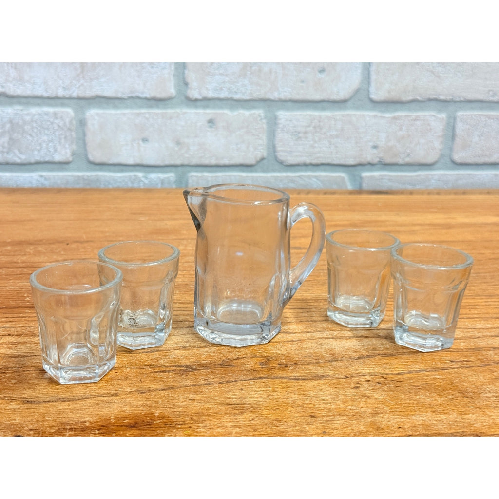 Vintage Child's Miniature Glass Iced Tea Pitcher & Drinking Glasses