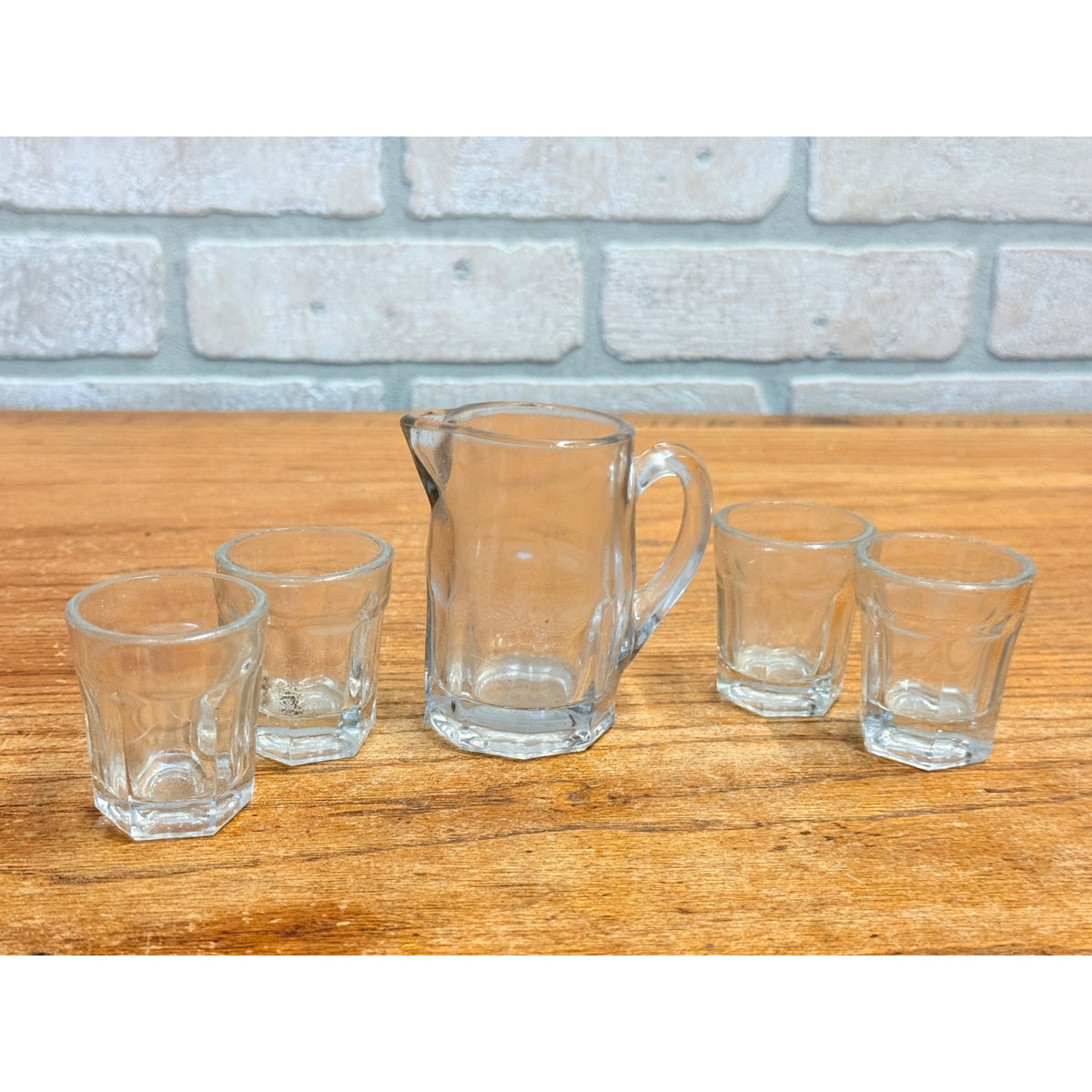 Vintage Child's Miniature Glass Iced Tea Pitcher & Drinking Glasses