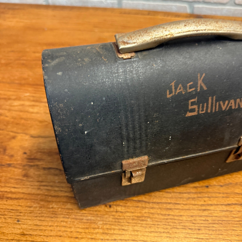 Vintage Metal Dome Top Lunch Pail Toolbox Personalized Jack Sullivan
