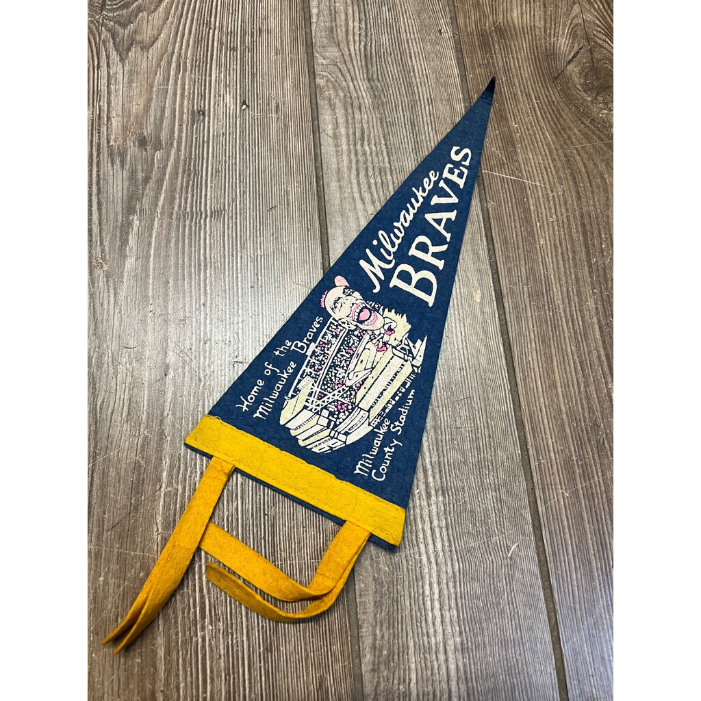 Vintage 1950s Milwaukee Braves Mini 12" Felt Pennant Flag MLB Baseball Indian