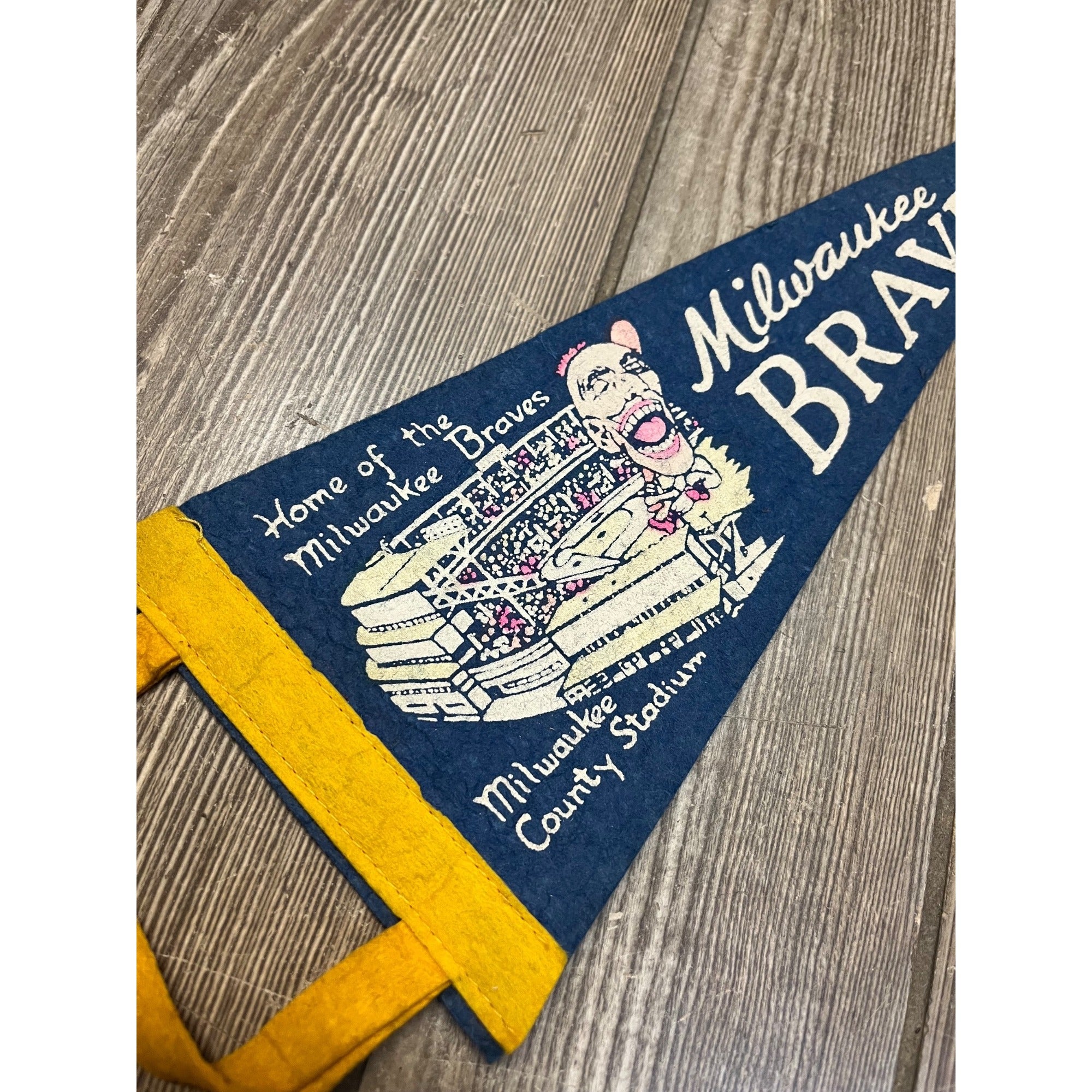 Vintage 1950s Milwaukee Braves Mini 12" Felt Pennant Flag MLB Baseball Indian