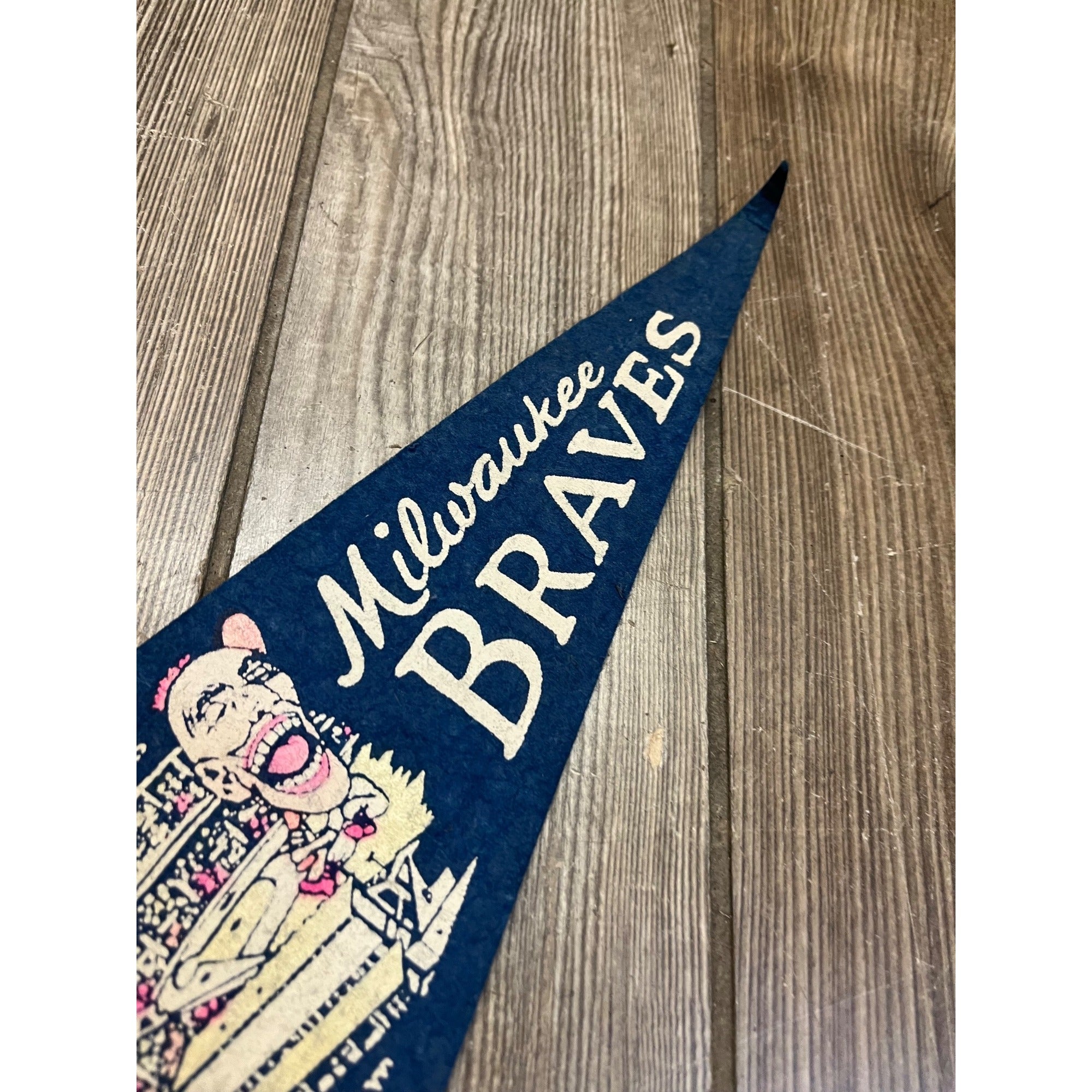 Vintage 1950s Milwaukee Braves Mini 12" Felt Pennant Flag MLB Baseball Indian