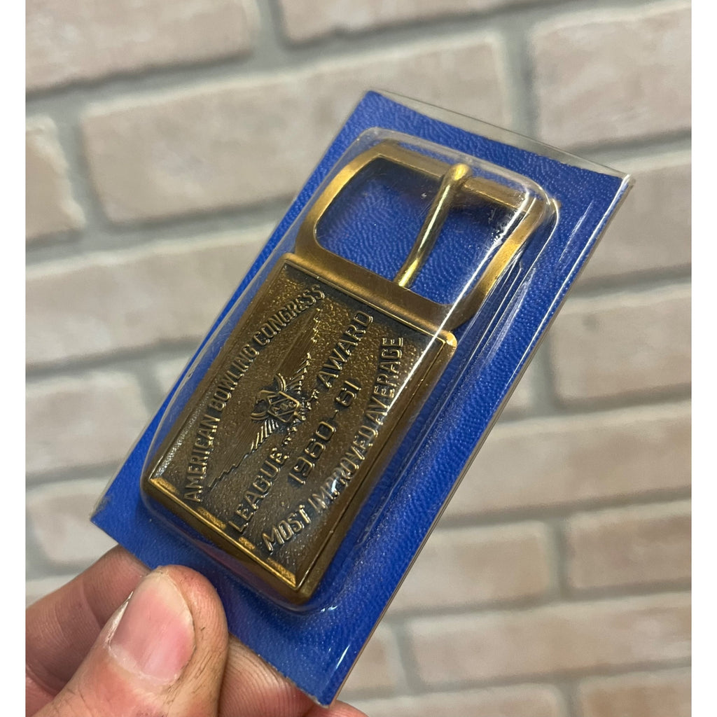 Vintage American Bowling League Award Collectible Brass Belt Buckle 1960-61