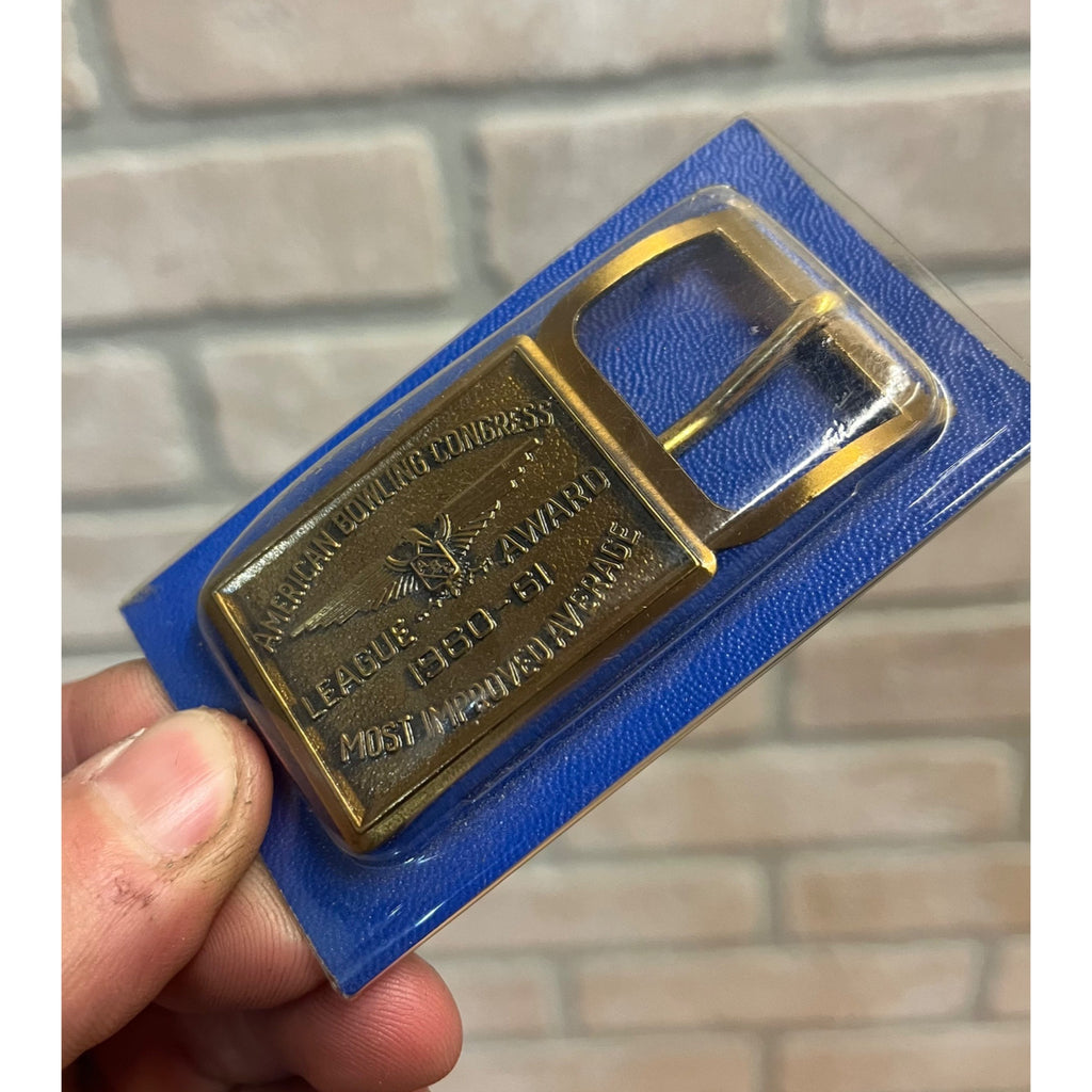 Vintage American Bowling League Award Collectible Brass Belt Buckle 1960-61