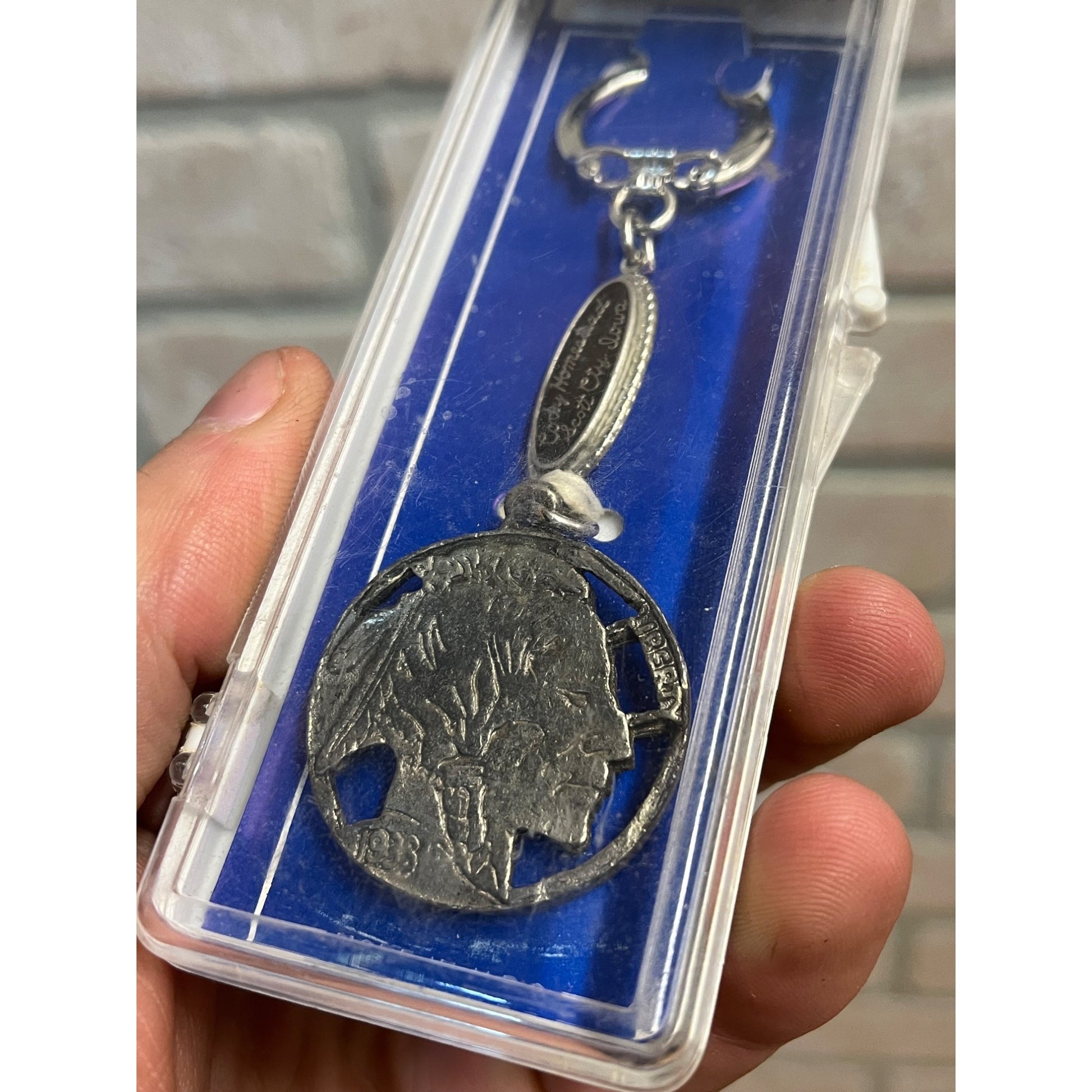 Vintage Buffalo Bill William Cody Homestead Scott City Iowa Keychain Indian