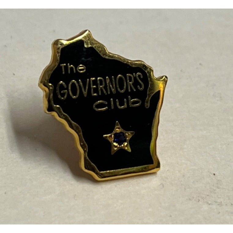 1990s Tommy Thompson ESCO The Governors Club Sapphire Wisconsin Pin Enamel Employee Tie Tack