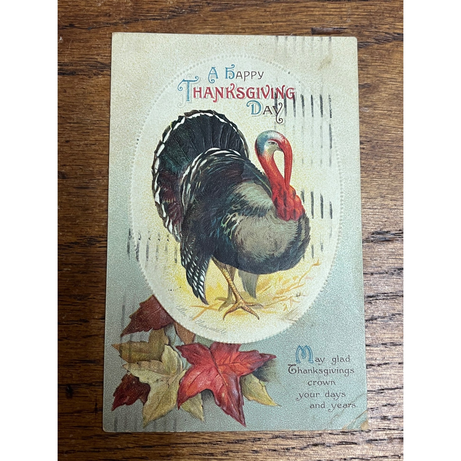 Vintage Ellen Clapsaddle Thanksgiving Turkey Postcard Artist Series 1668