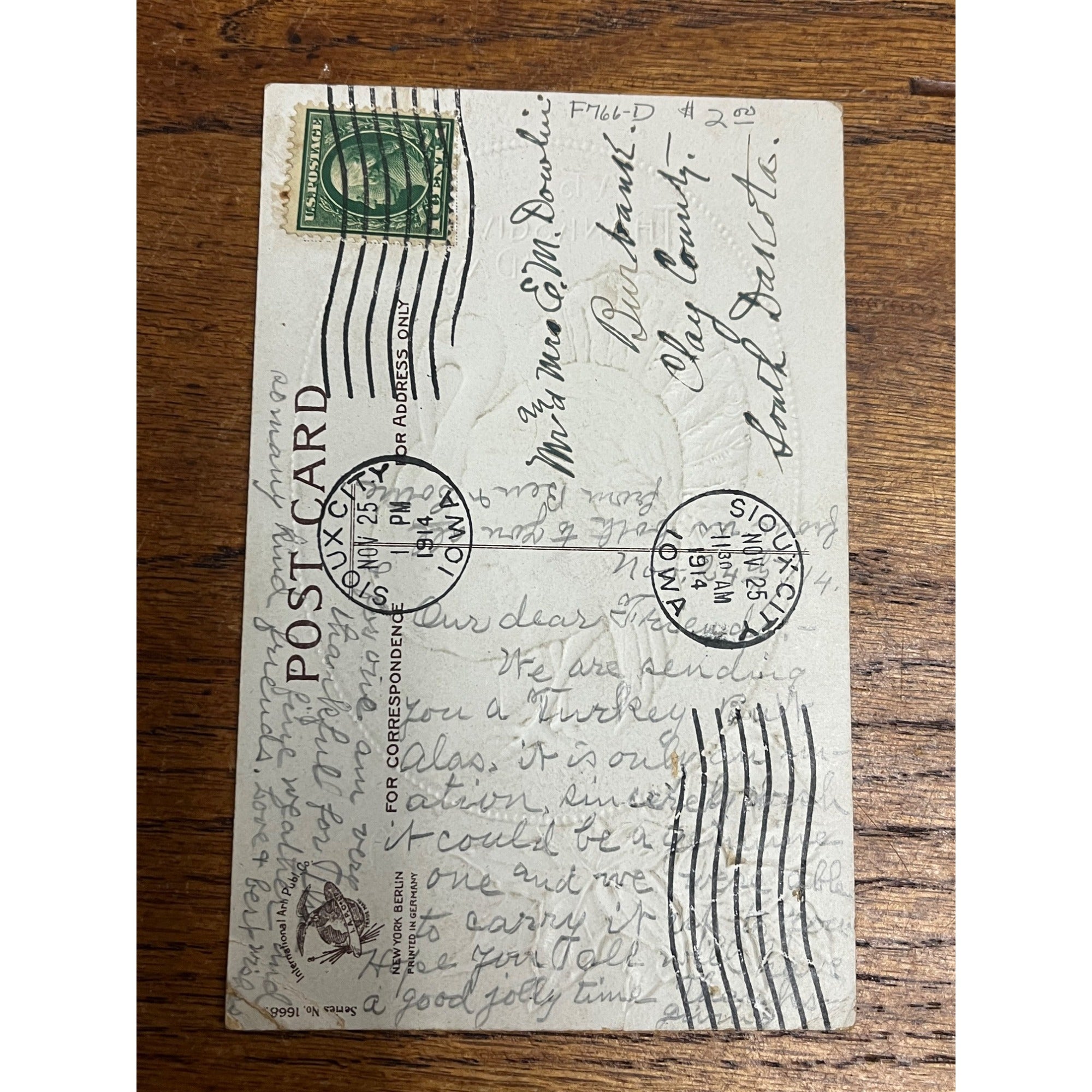 Vintage Ellen Clapsaddle Thanksgiving Turkey Postcard Artist Series 1668