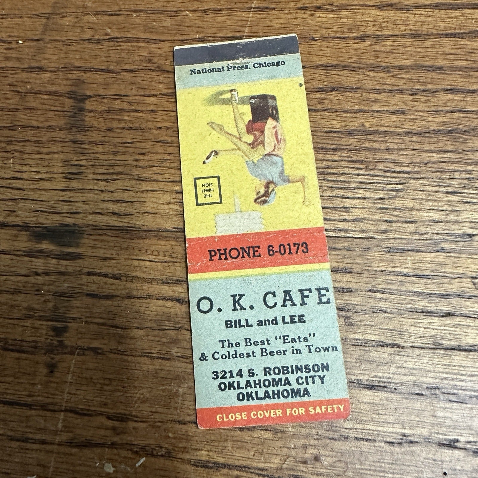 Vintage 1940s Pinup Girl Girlie Matchbook Cover O.K. Cafe Oklahoma City