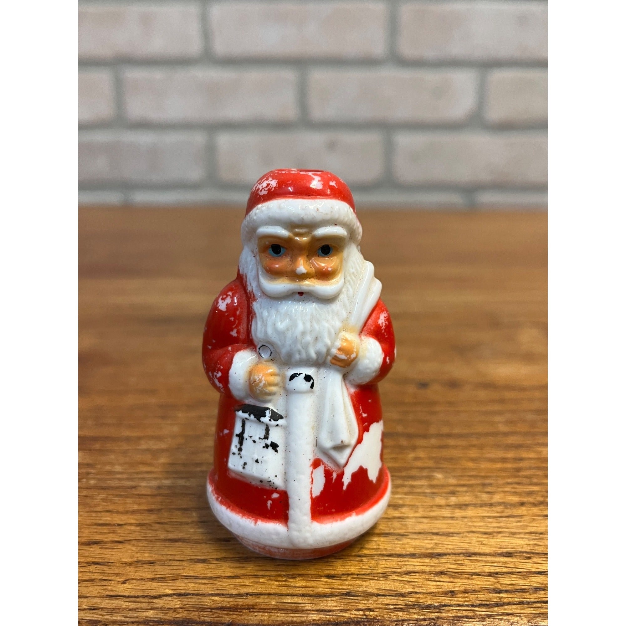 Vintage Christmas Santa Claus Milk Glass Holding Lantern Night Light Cover